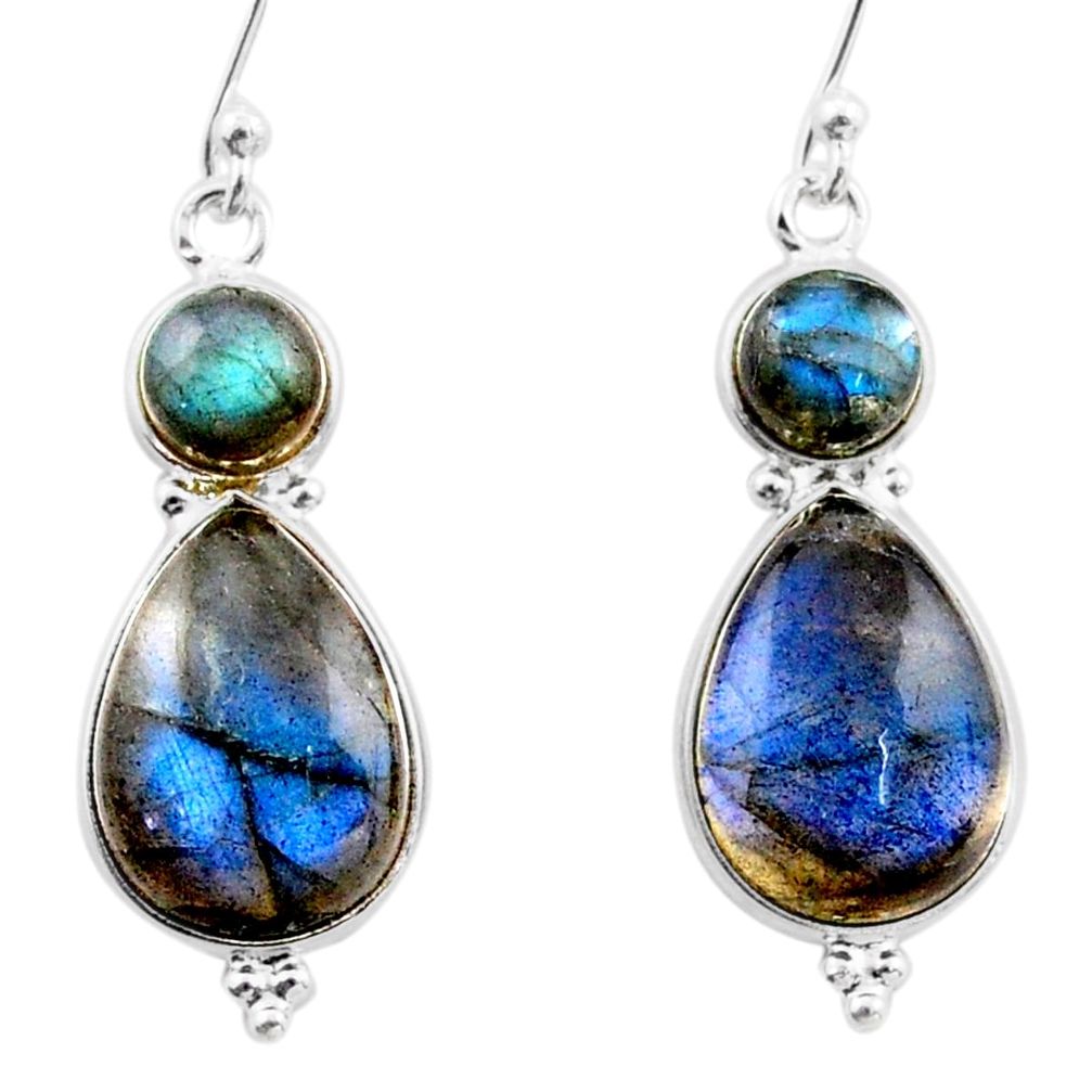 12.52cts natural blue labradorite 925 sterling silver chandelier earrings t82617