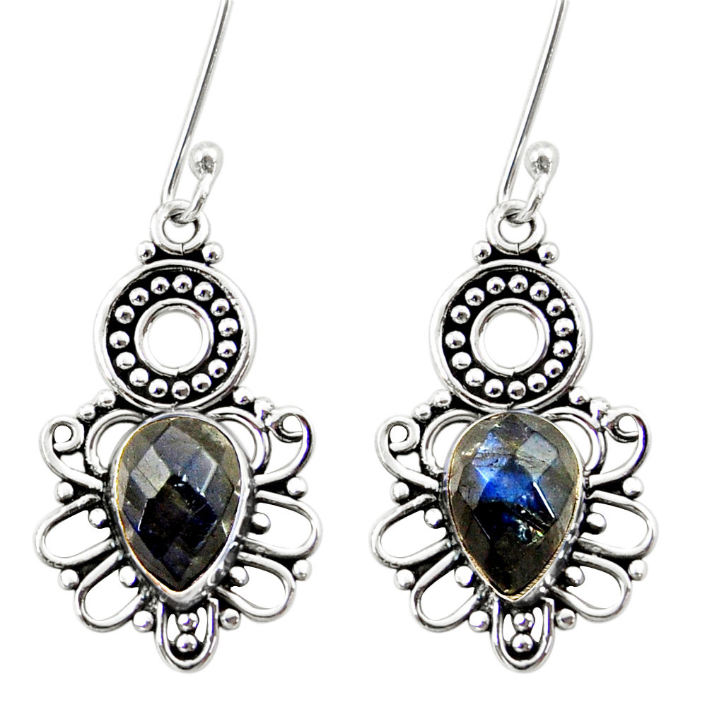 6.33cts natural blue labradorite 925 sterling silver dangle earrings d41102