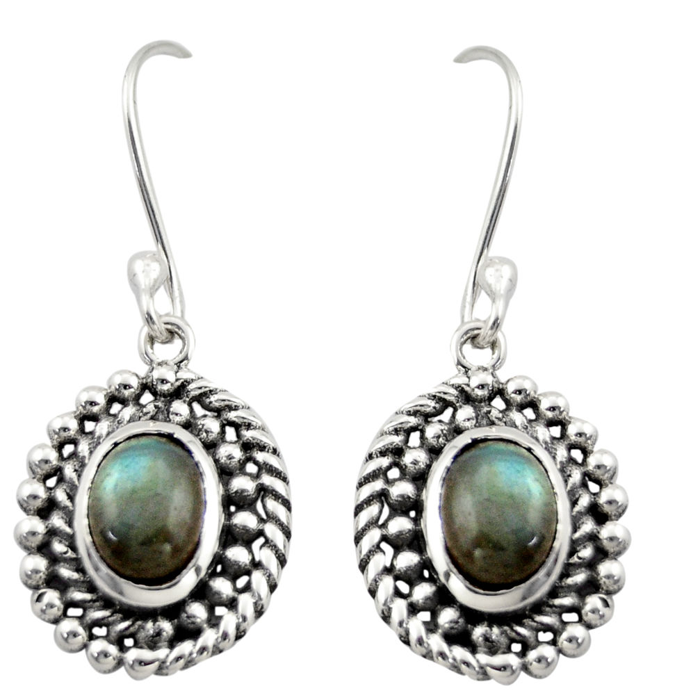 4.38cts natural blue labradorite 925 sterling silver dangle earrings d46928