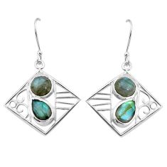 Clearance Sale- 7.51cts natural blue labradorite 925 sterling silver dangle earrings p32519
