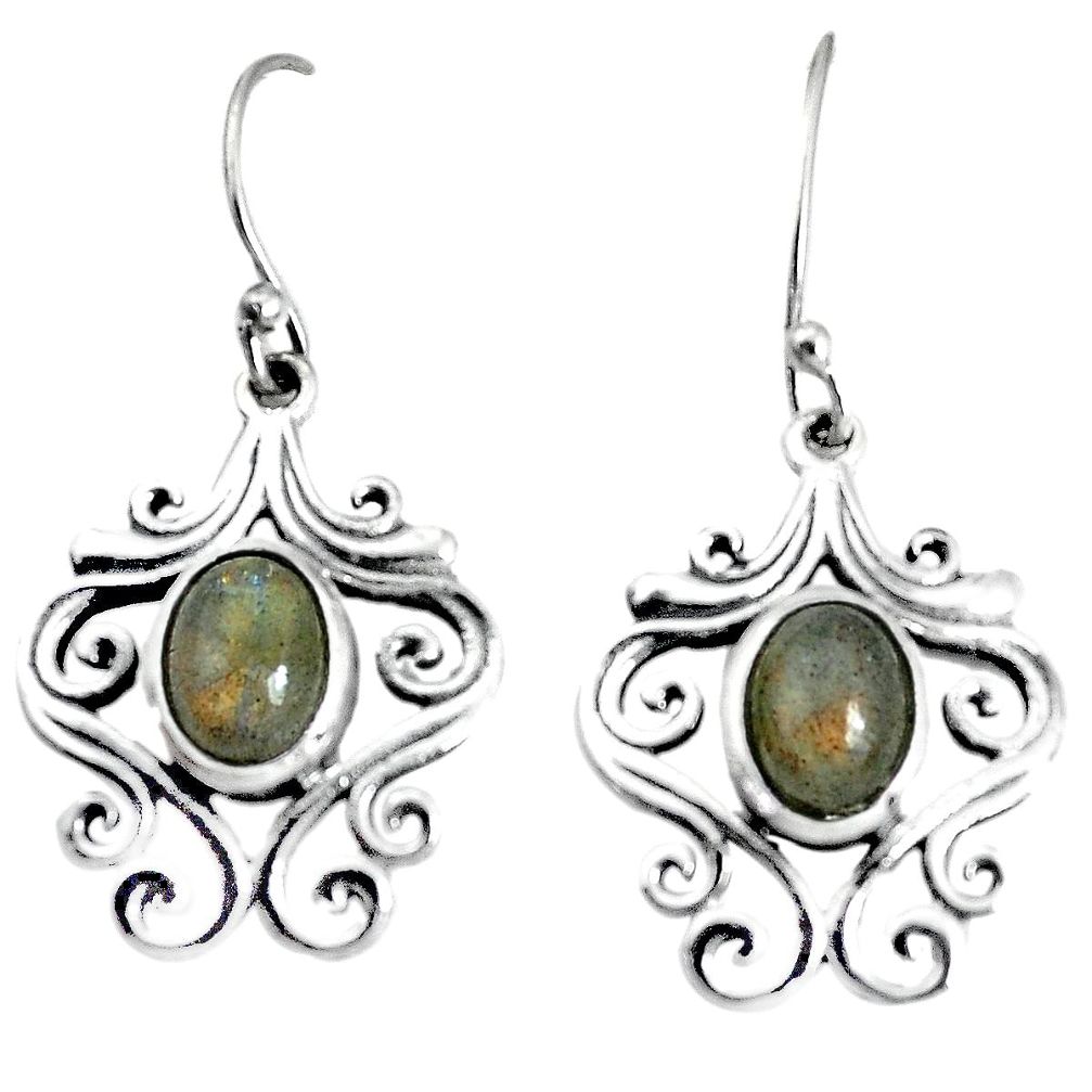 4.38cts natural blue labradorite 925 sterling silver dangle earrings p34441