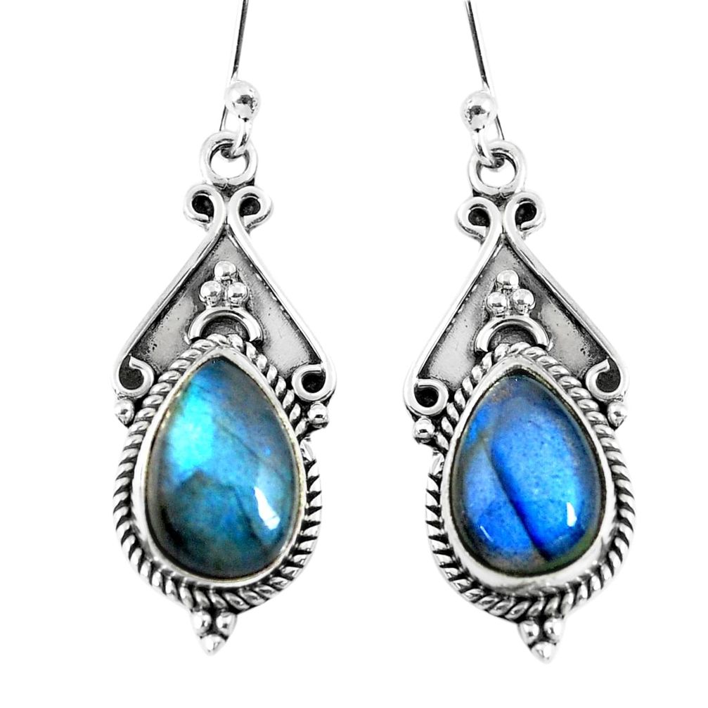 6.36cts natural blue labradorite 925 sterling silver dangle earrings p52778