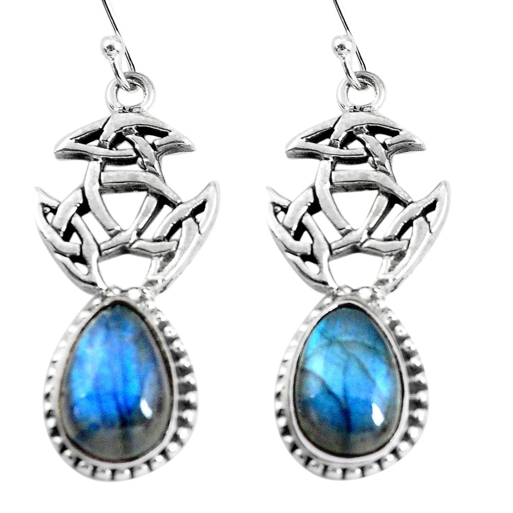 9.61cts natural blue labradorite 925 sterling silver dangle earrings p54877