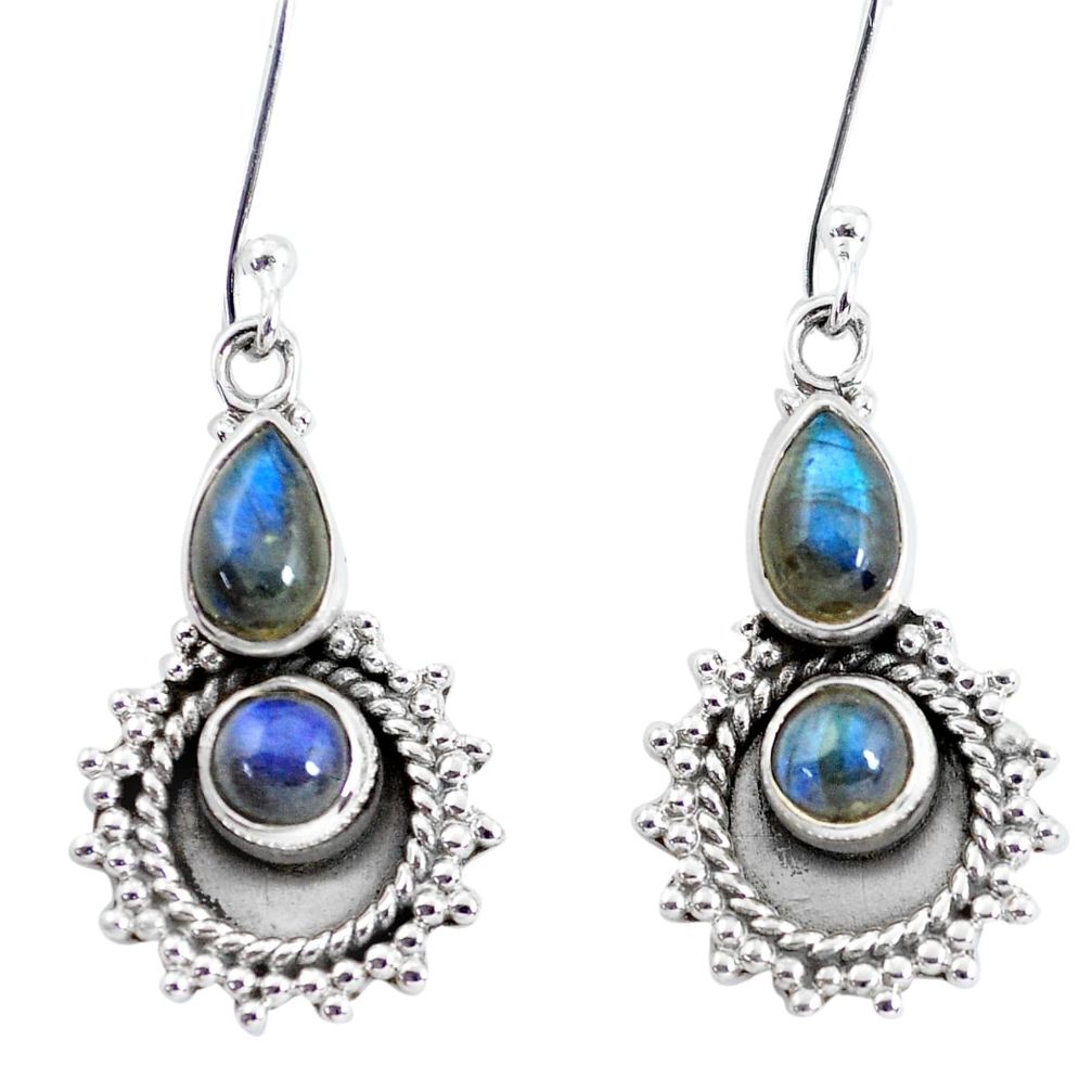 5.81cts natural blue labradorite 925 sterling silver dangle earrings p58225