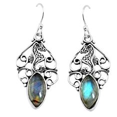 Clearance Sale- 9.61cts natural blue labradorite 925 sterling silver dangle earrings p58375