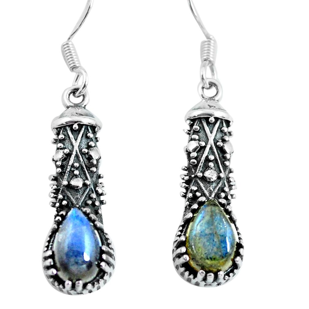 4.52cts natural blue labradorite 925 sterling silver dangle earrings p63921