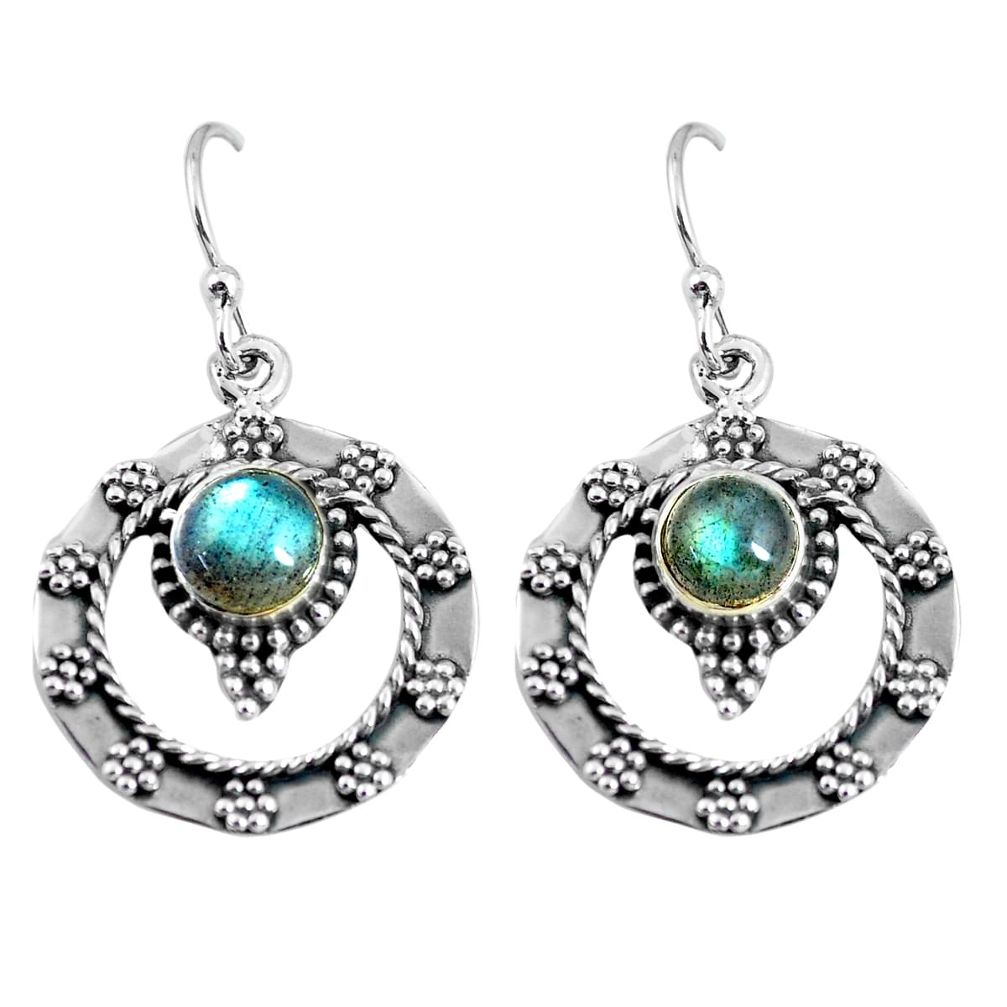 2.35cts natural blue labradorite 925 sterling silver dangle earrings p63925