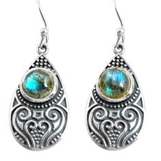 Clearance Sale- 4.70cts natural blue labradorite 925 sterling silver dangle earrings p63928