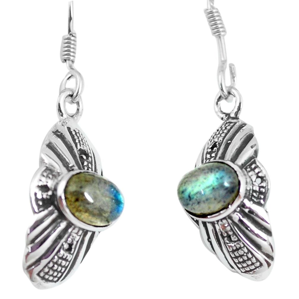 3.73cts natural blue labradorite 925 sterling silver dangle earrings p64022