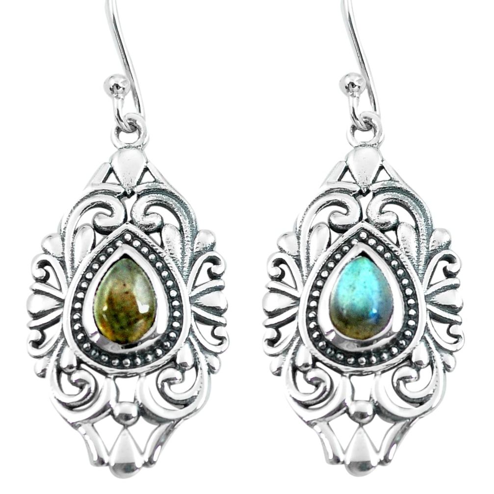 4.55cts natural blue labradorite 925 sterling silver dangle earrings p64910