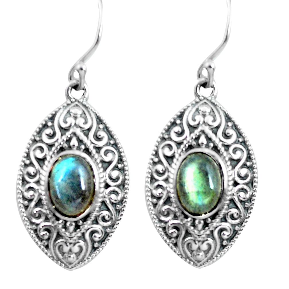 4.55cts natural blue labradorite 925 sterling silver dangle earrings p64975