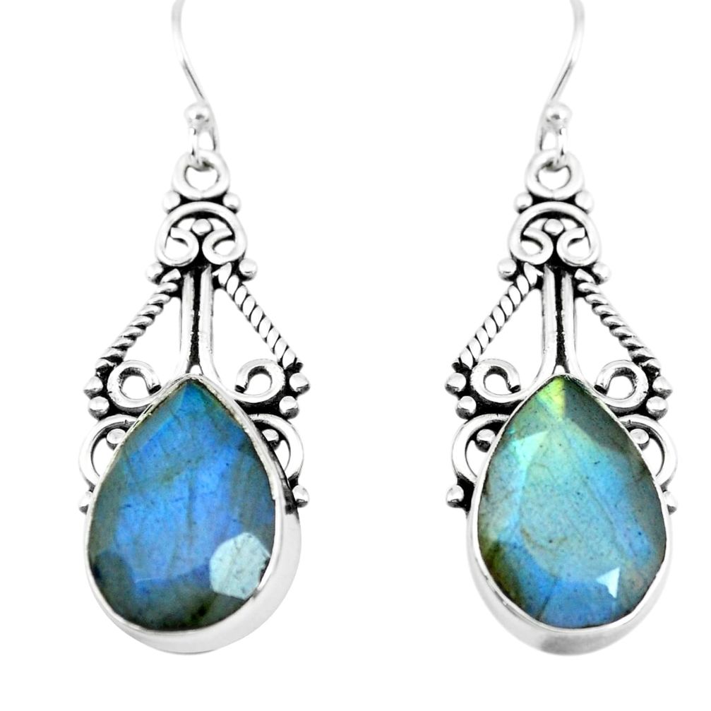 13.27cts natural blue labradorite 925 sterling silver dangle earrings p66486