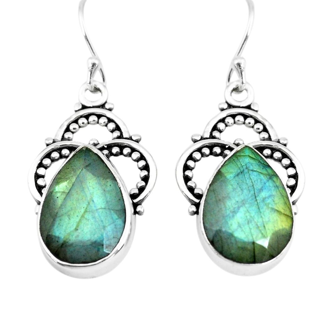 14.67cts natural blue labradorite 925 sterling silver dangle earrings p66488