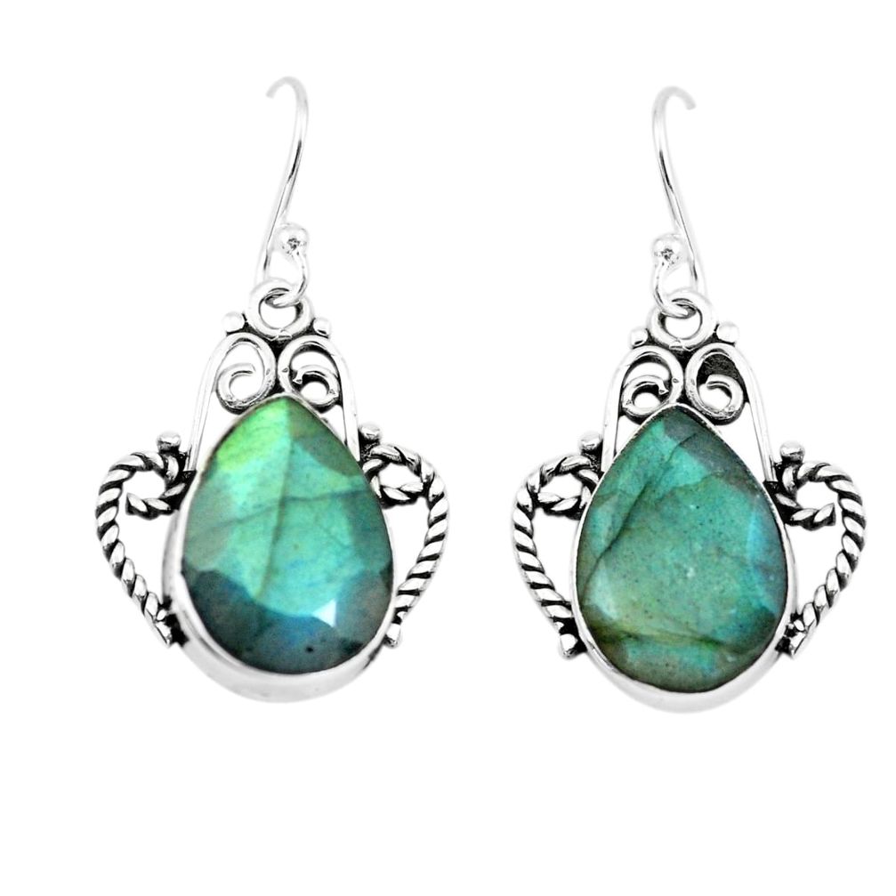 11.54cts natural blue labradorite 925 sterling silver dangle earrings p66494