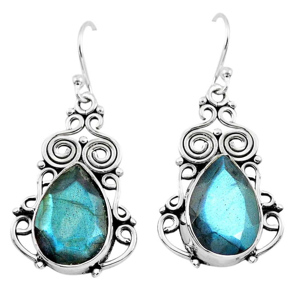 12.04cts natural blue labradorite 925 sterling silver dangle earrings p70362