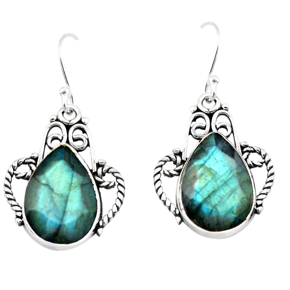 11.68cts natural blue labradorite 925 sterling silver dangle earrings p70366