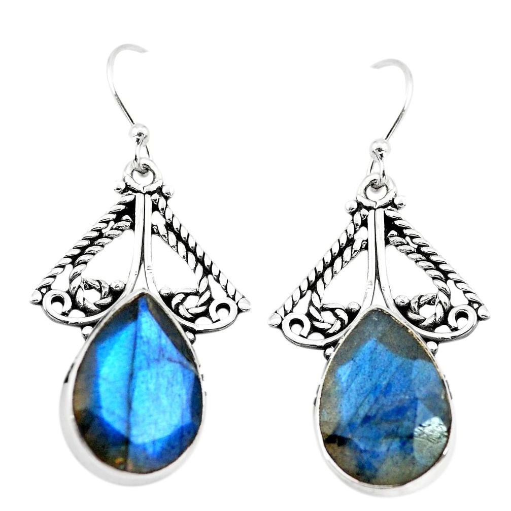 11.89cts natural blue labradorite 925 sterling silver dangle earrings p70371