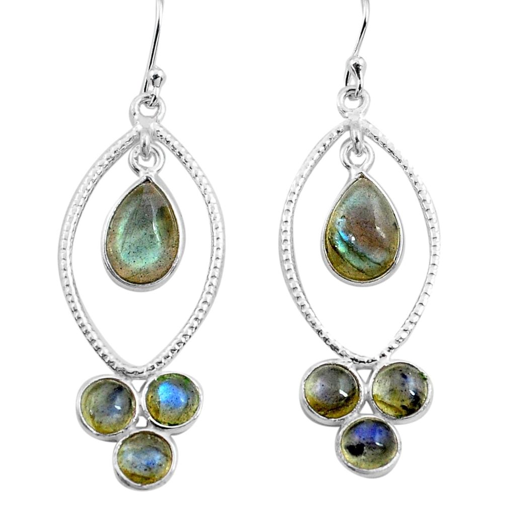 9.85cts natural blue labradorite 925 sterling silver dangle earrings p77456