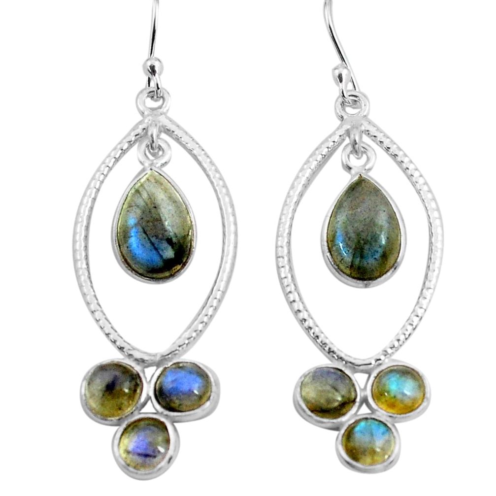 10.22cts natural blue labradorite 925 sterling silver dangle earrings p77457