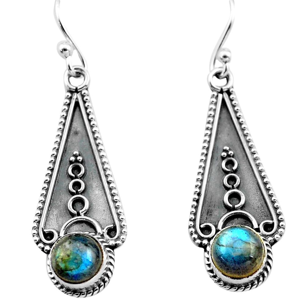 3.32cts natural blue labradorite 925 sterling silver dangle earrings p81323