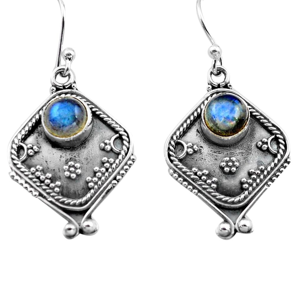 2.83cts natural blue labradorite 925 sterling silver dangle earrings p81335