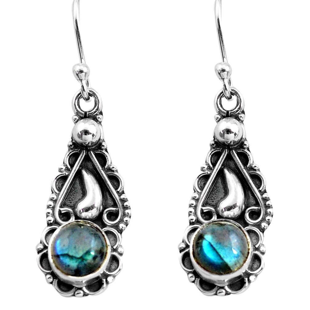 2.72cts natural blue labradorite 925 sterling silver dangle earrings p81371