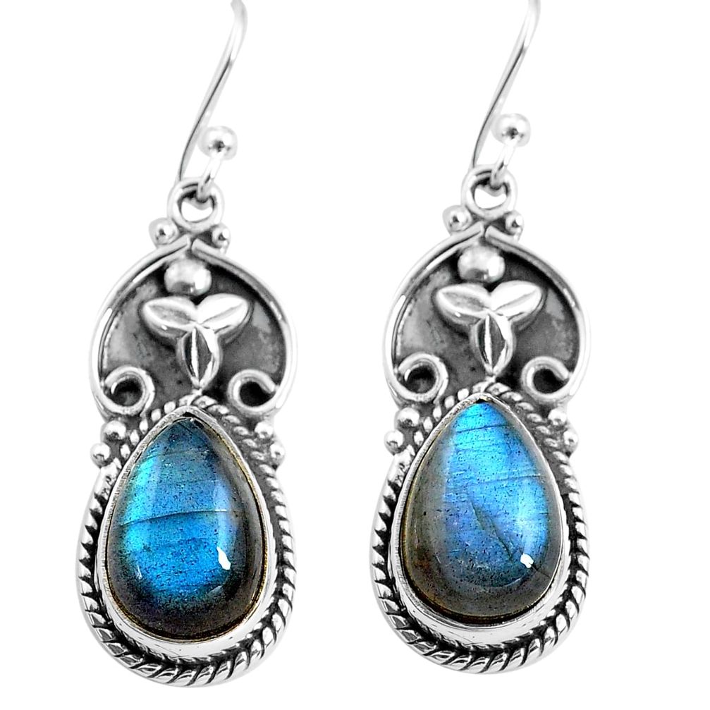 9.72cts natural blue labradorite 925 sterling silver dangle earrings p85657