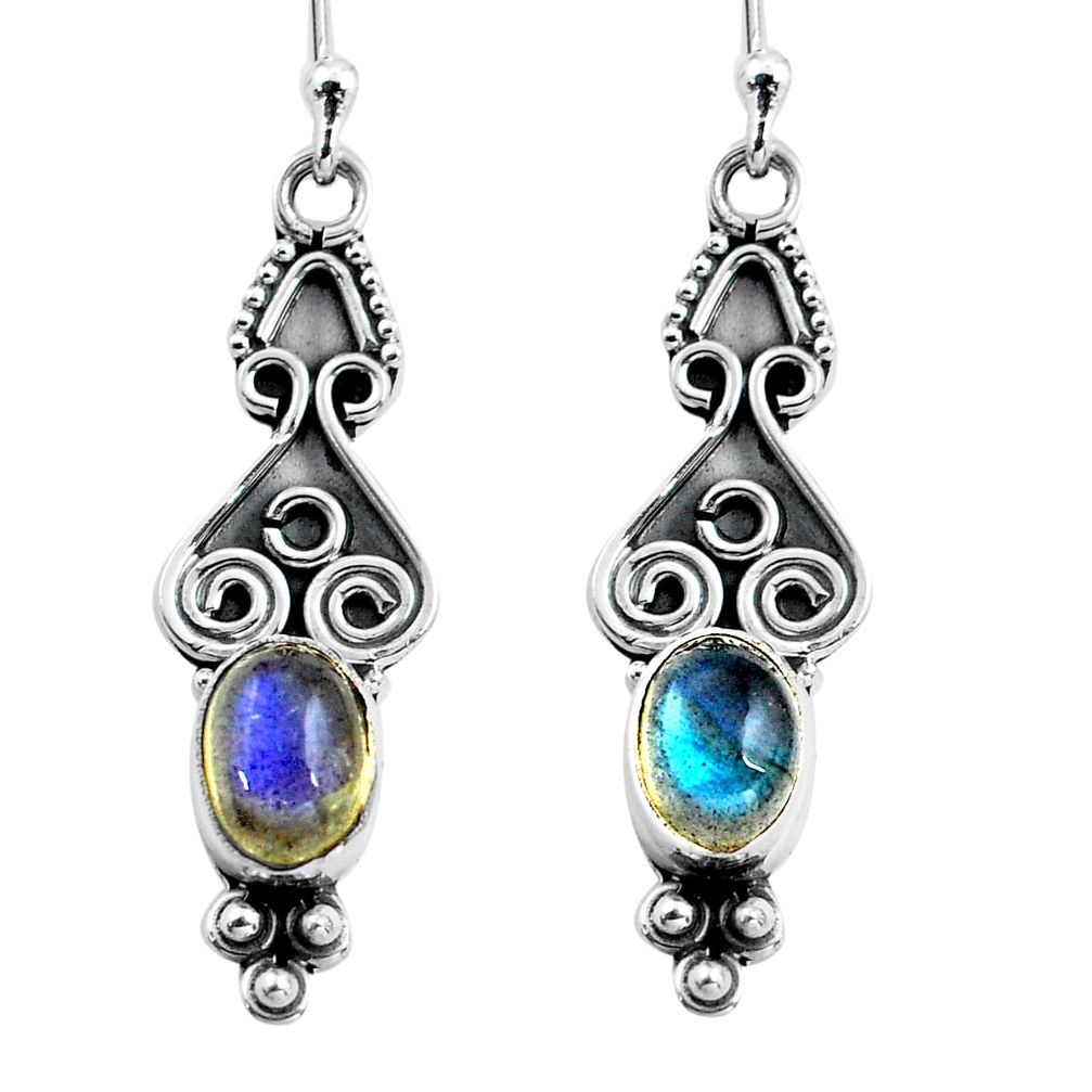 2.92cts natural blue labradorite 925 sterling silver dangle earrings p87587