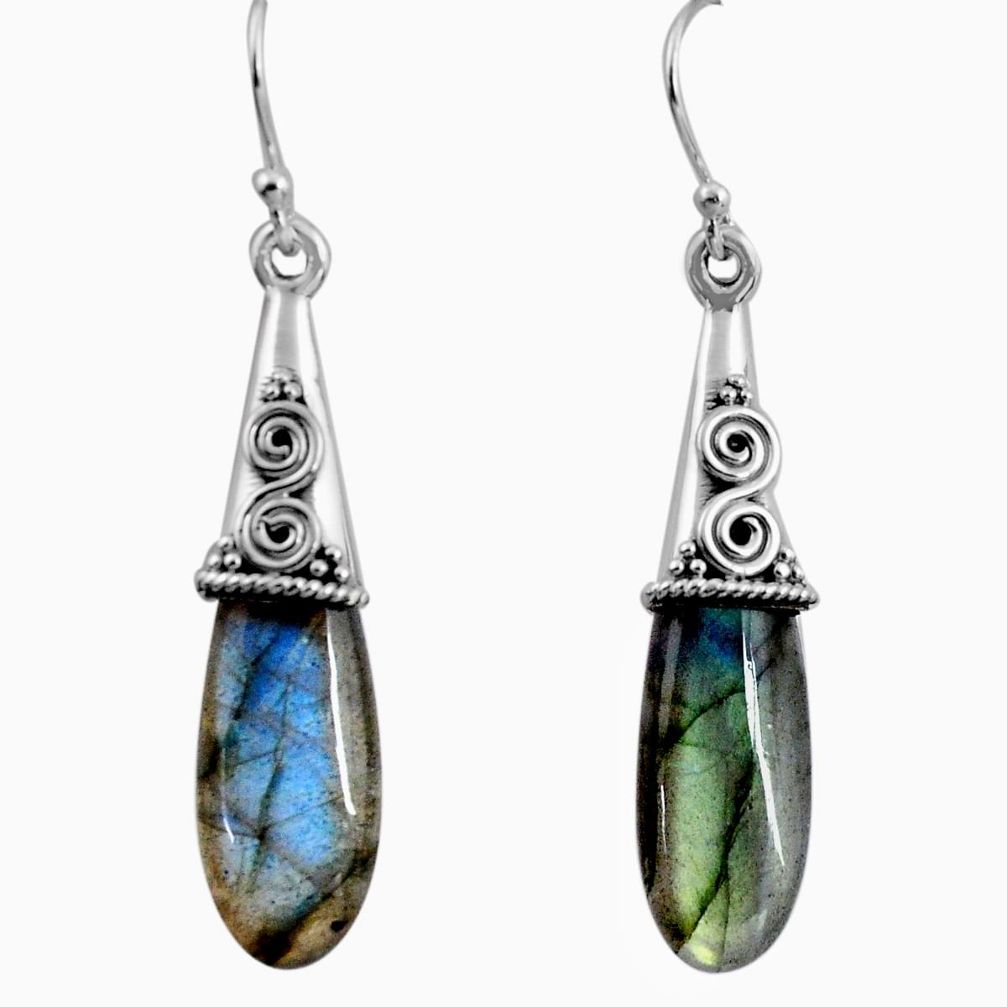 16.98cts natural blue labradorite 925 sterling silver dangle earrings p89703