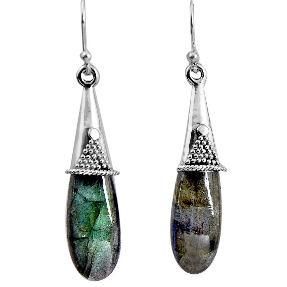 17.47cts natural blue labradorite 925 sterling silver dangle earrings p89728