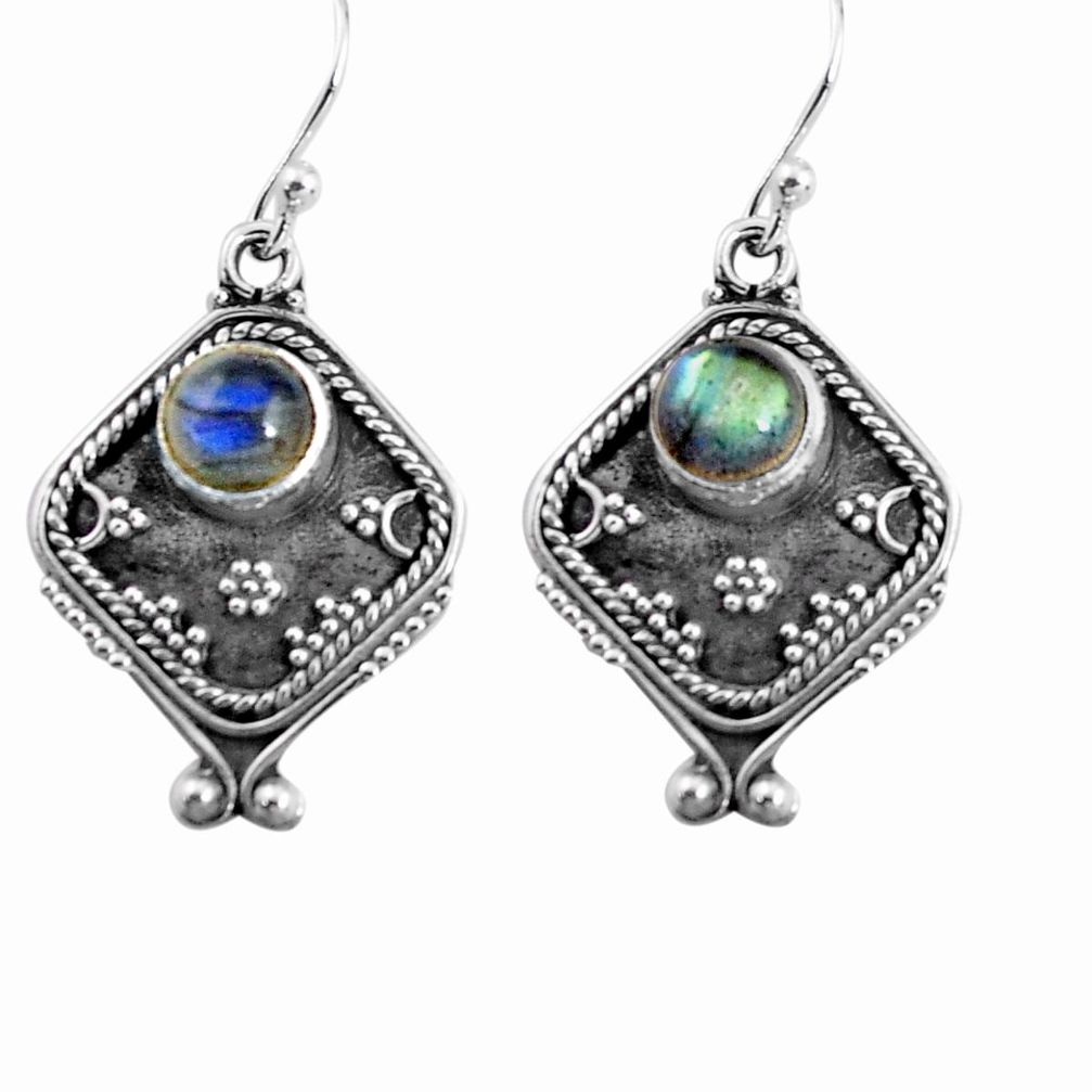 2.97cts natural blue labradorite 925 sterling silver dangle earrings p91328