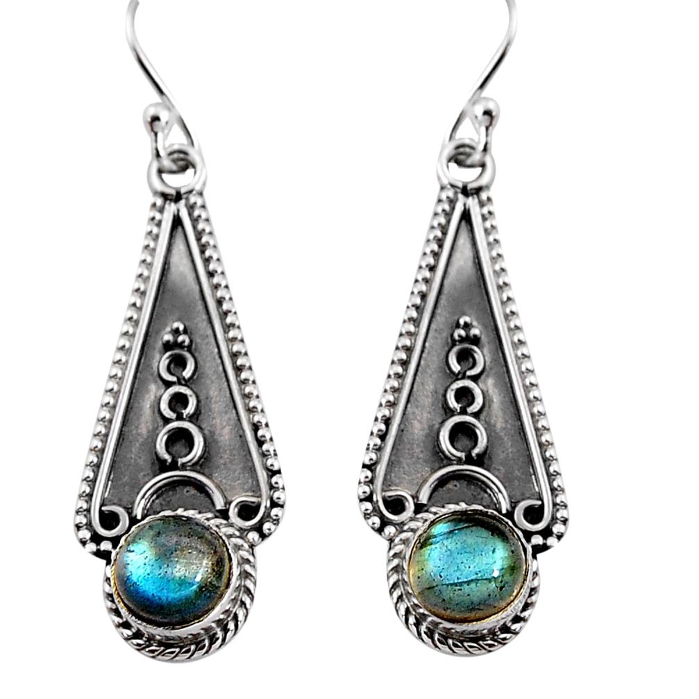 2.72cts natural blue labradorite 925 sterling silver dangle earrings p91333