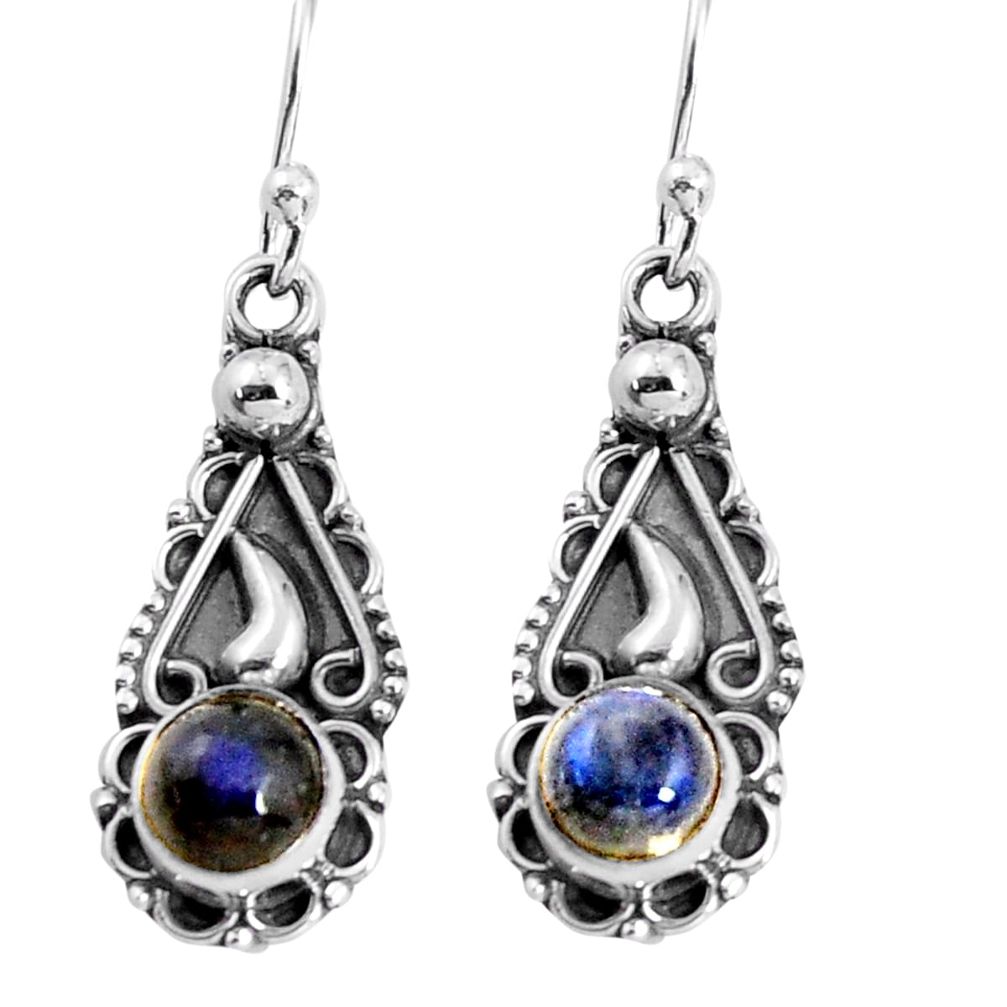 2.44cts natural blue labradorite 925 sterling silver dangle earrings p91385