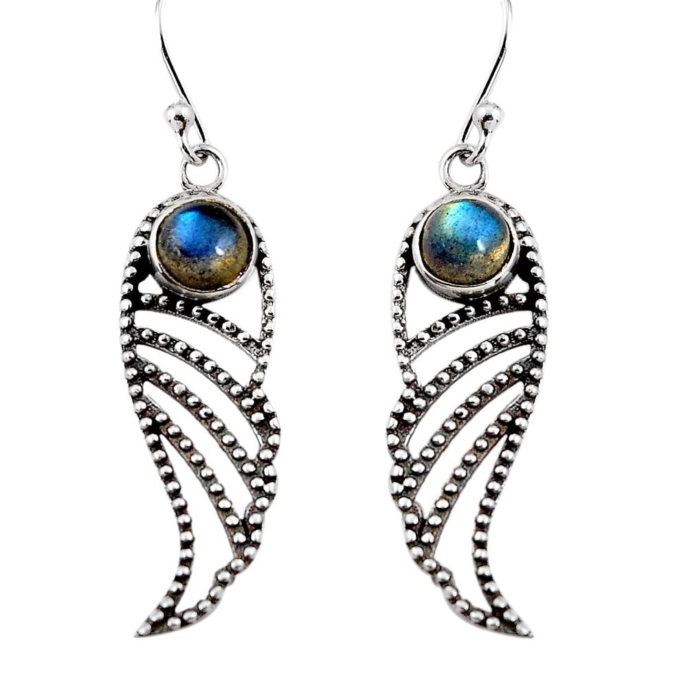 2.01cts natural blue labradorite 925 sterling silver dangle earrings p91416