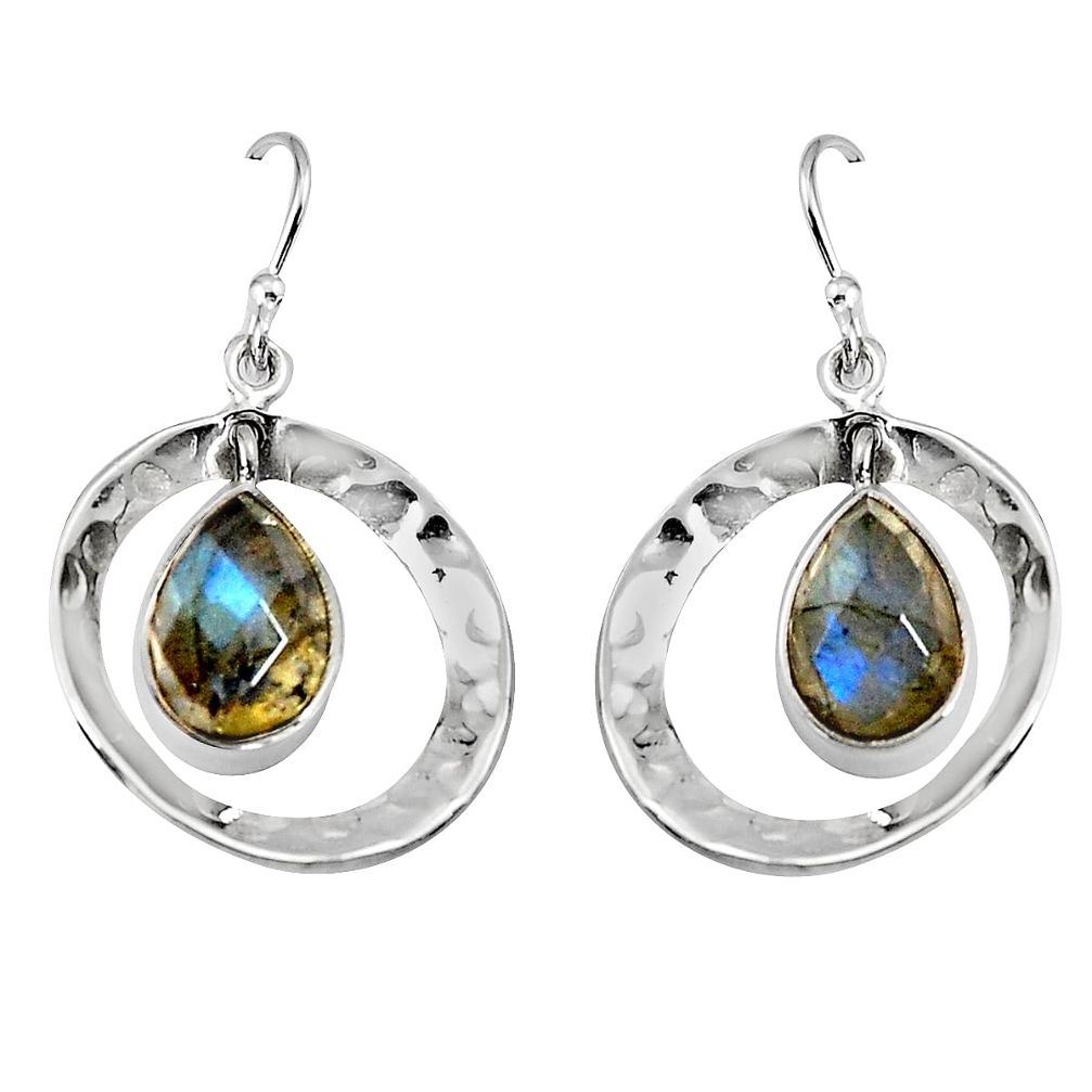 4.93cts natural blue labradorite 925 sterling silver dangle earrings p91508