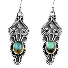 Clearance Sale- 3.11cts natural blue labradorite 925 sterling silver dangle earrings p92750