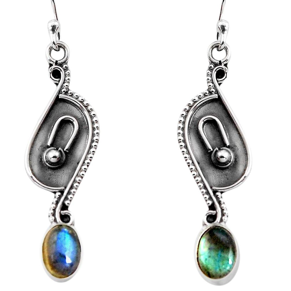 2.72cts natural blue labradorite 925 sterling silver dangle earrings p92760