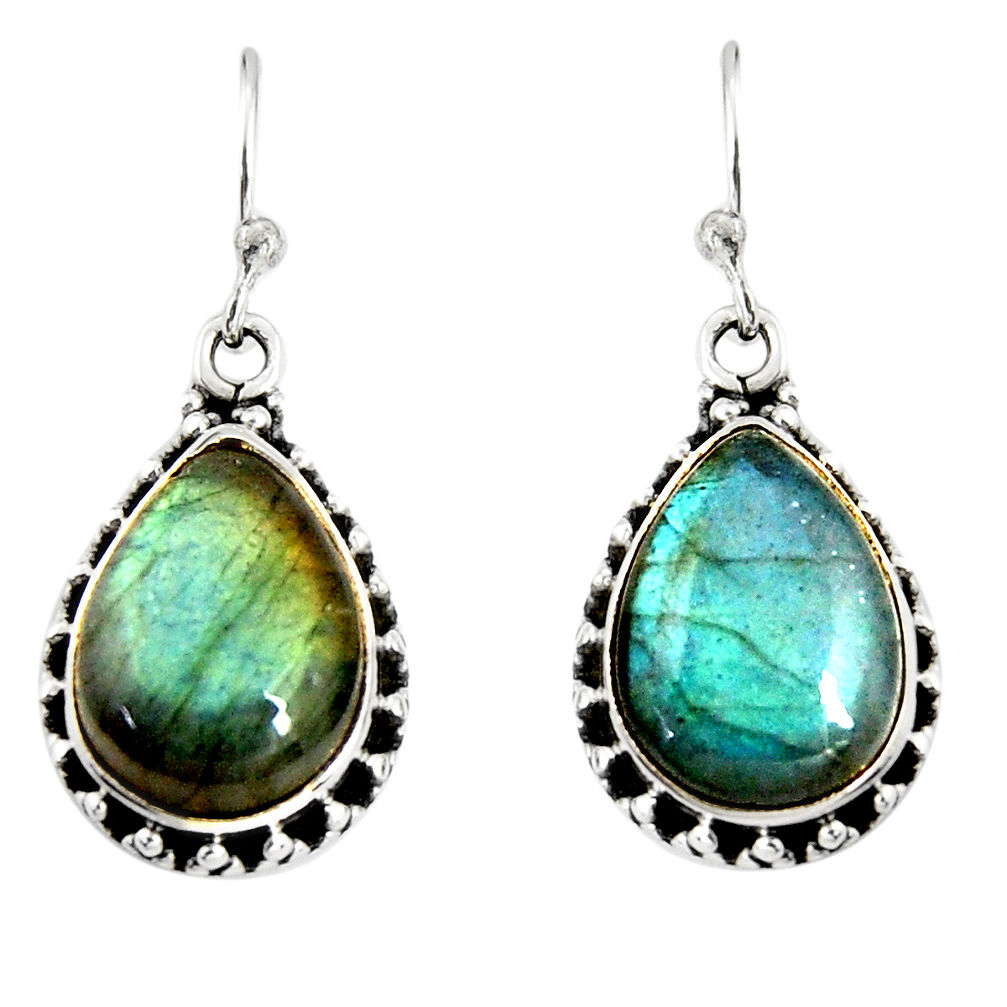 11.46cts natural blue labradorite 925 sterling silver dangle earrings r19688