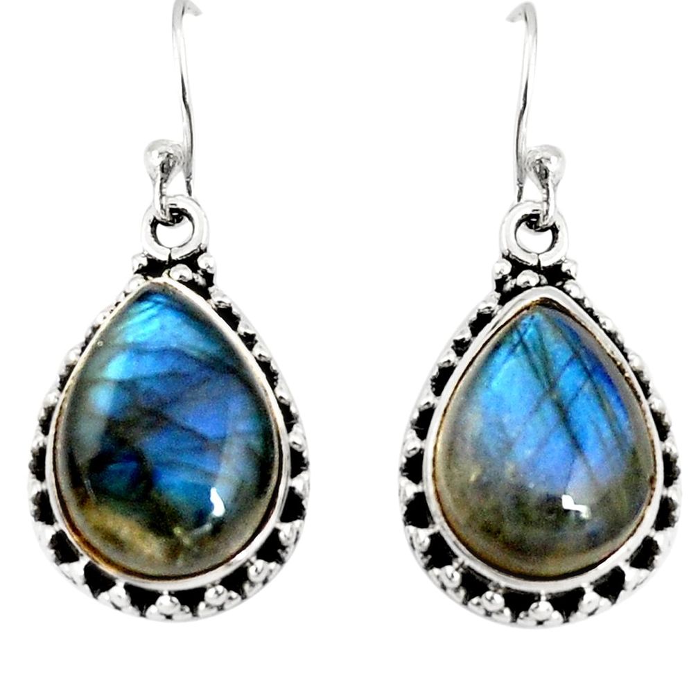 11.89cts natural blue labradorite 925 sterling silver dangle earrings r19689