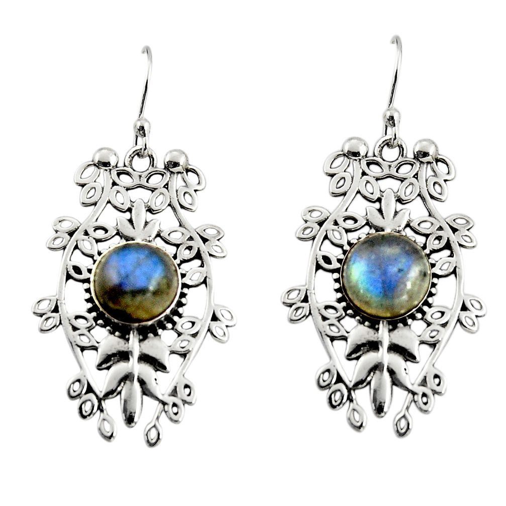 5.98cts natural blue labradorite 925 sterling silver dangle earrings r19741