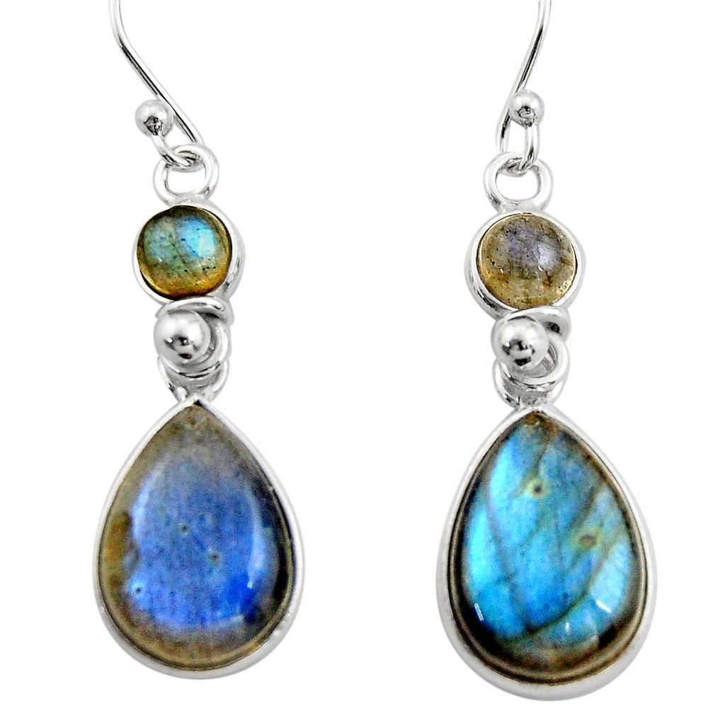 12.94cts natural blue labradorite 925 sterling silver dangle earrings r21562