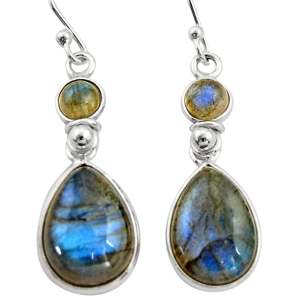 12.54cts natural blue labradorite 925 sterling silver dangle earrings r21566