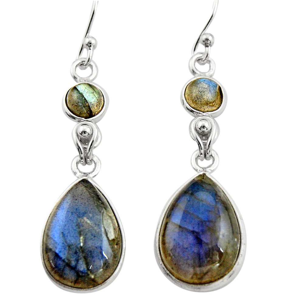 12.54cts natural blue labradorite 925 sterling silver dangle earrings r21570