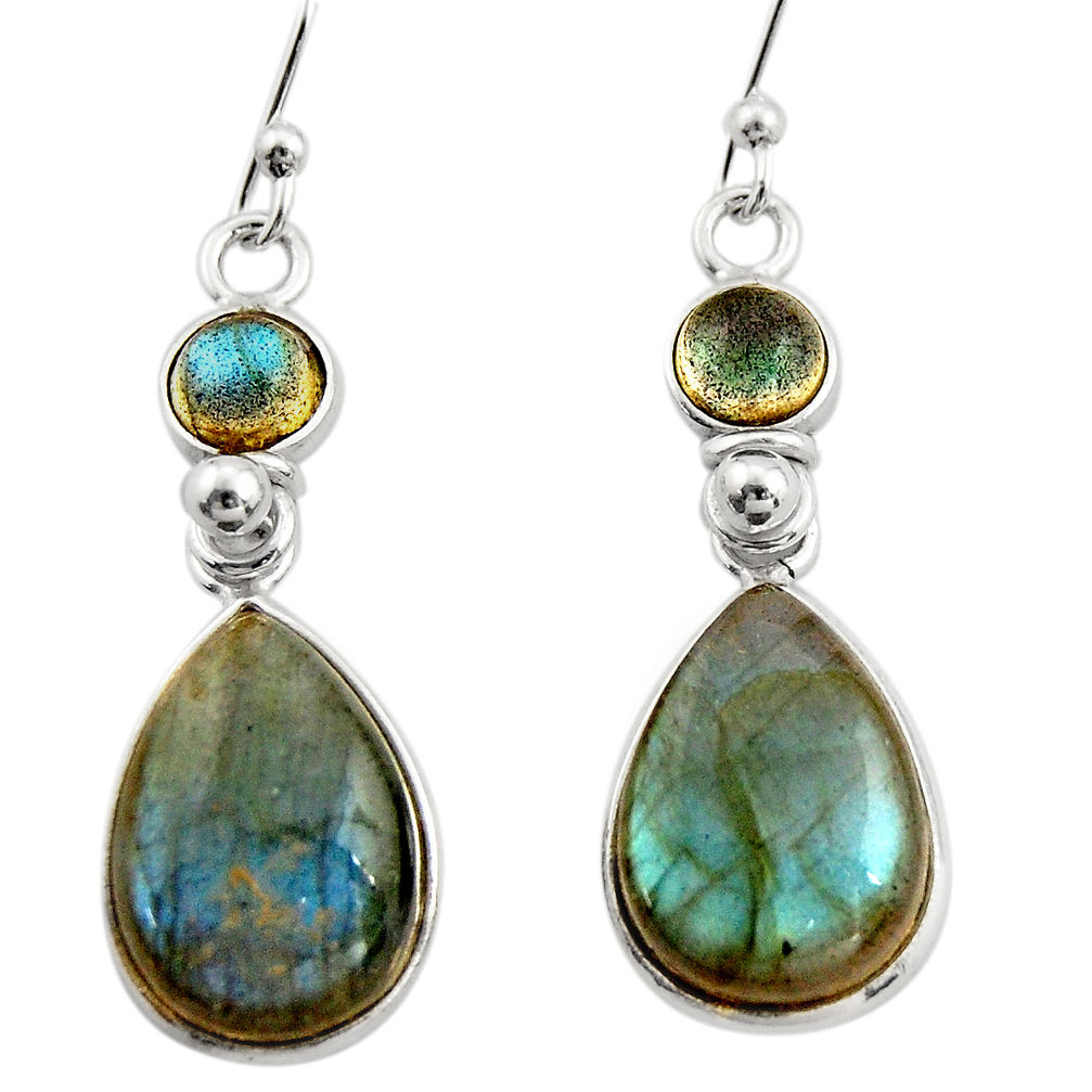 12.94cts natural blue labradorite 925 sterling silver dangle earrings r21576