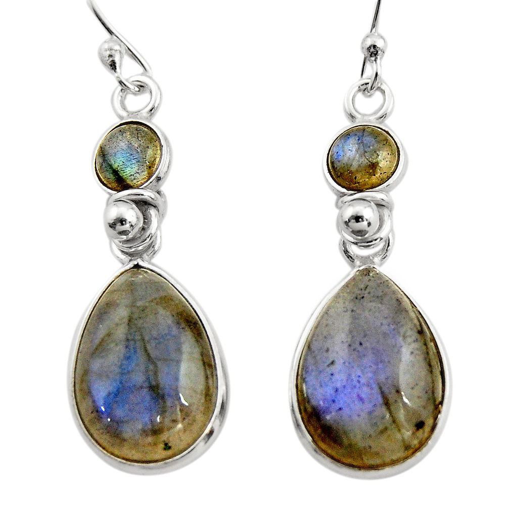 11.93cts natural blue labradorite 925 sterling silver dangle earrings r21580