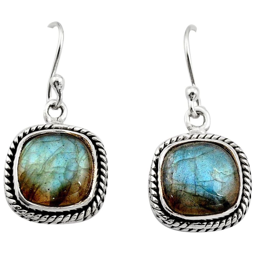 9.86cts natural blue labradorite 925 sterling silver dangle earrings r21591