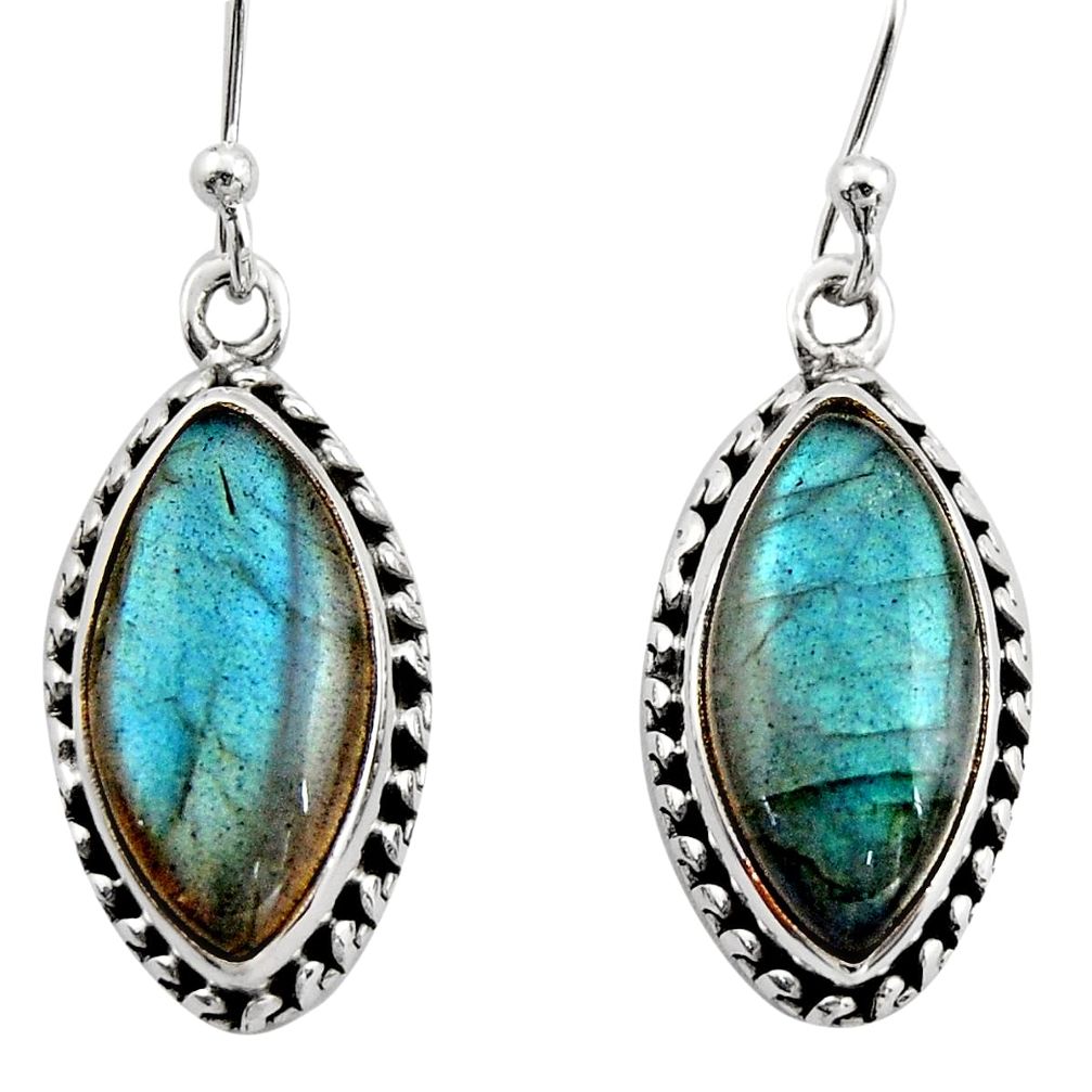 14.57cts natural blue labradorite 925 sterling silver dangle earrings r21597