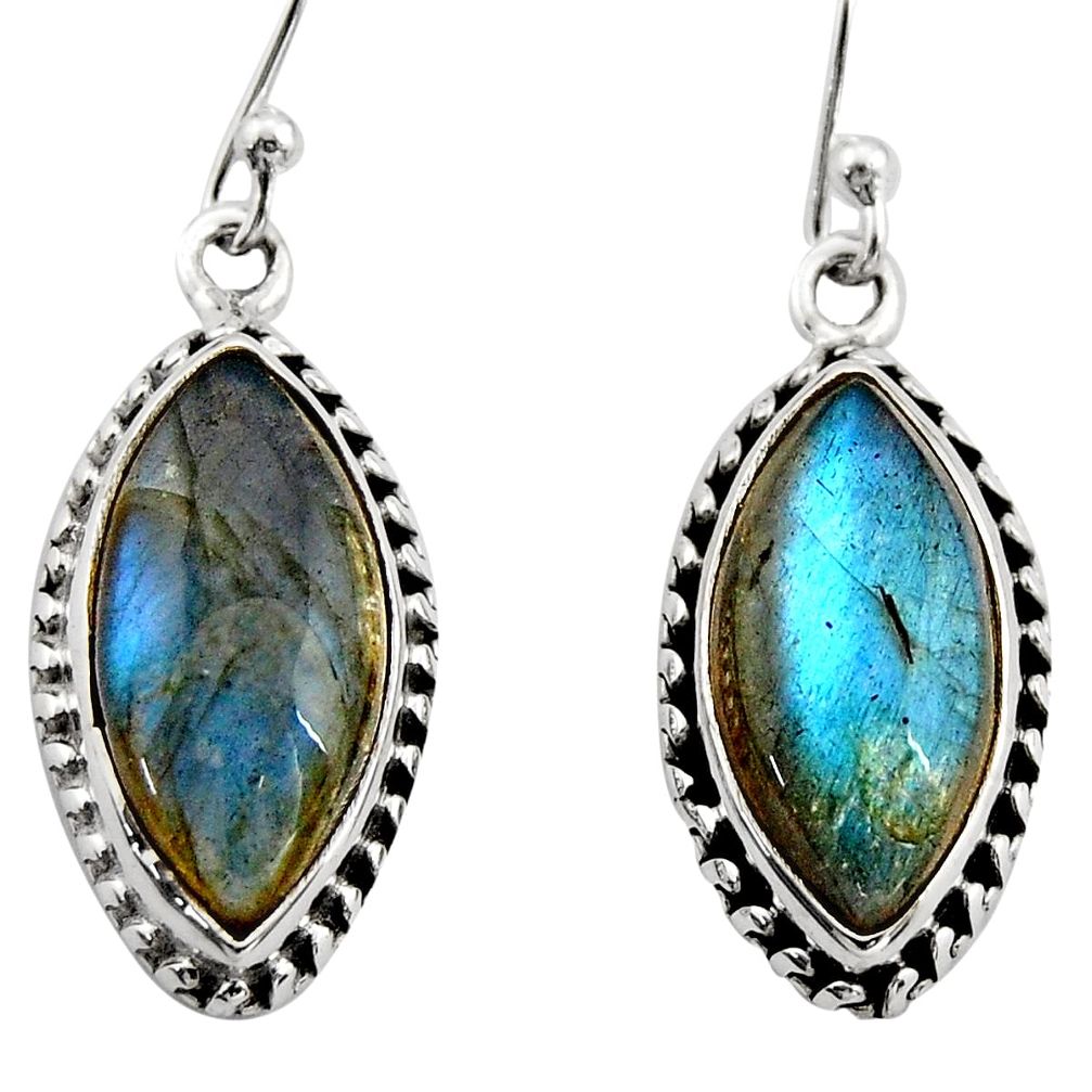 14.18cts natural blue labradorite 925 sterling silver dangle earrings r21598