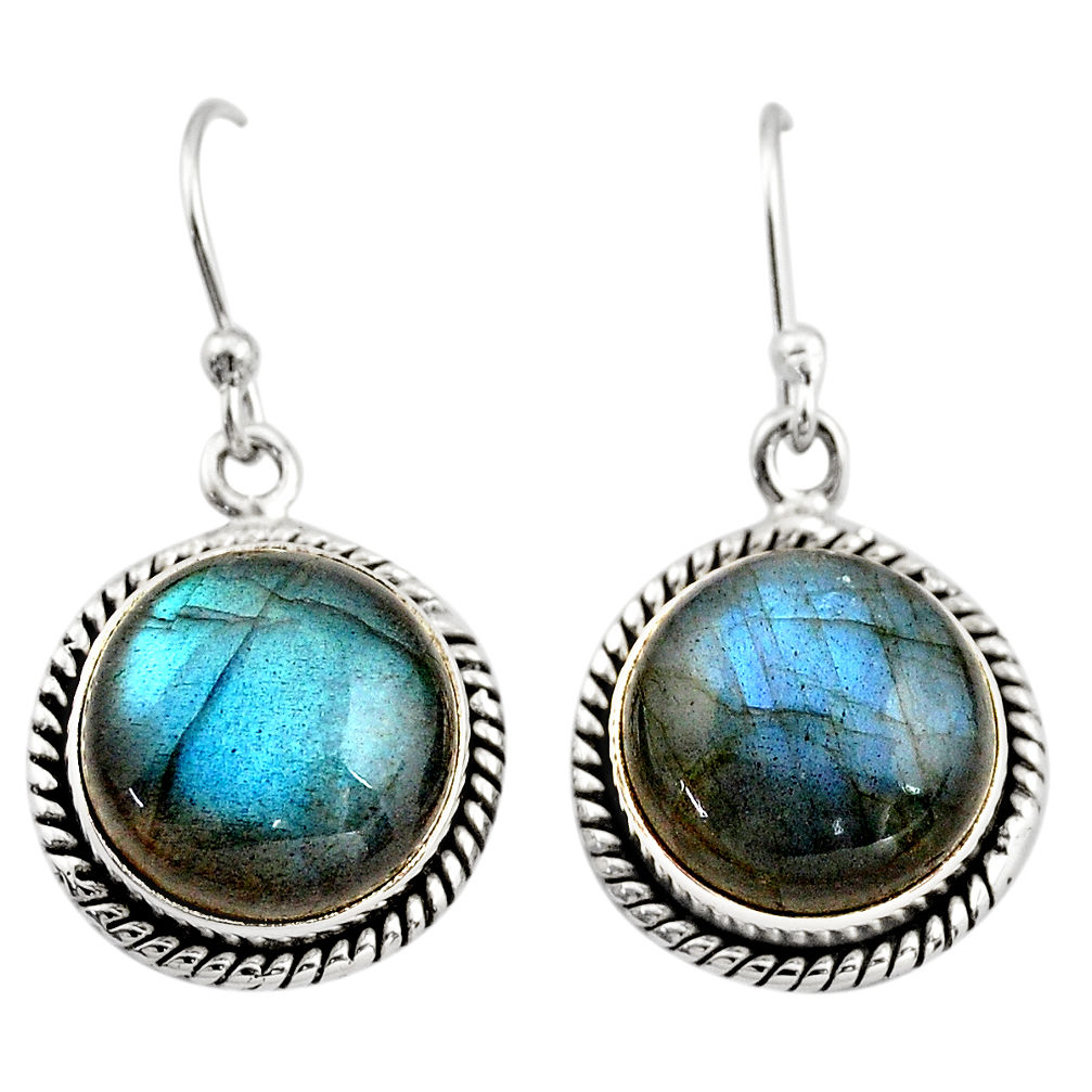 11.21cts natural blue labradorite 925 sterling silver dangle earrings r21620