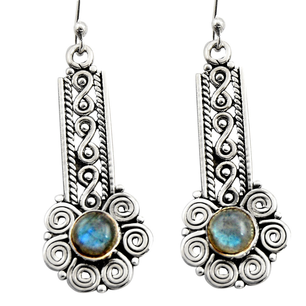 2.47cts natural blue labradorite 925 sterling silver dangle earrings r21710
